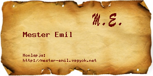 Mester Emil névjegykártya